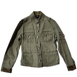 𝅺JORDACHE Denim Jean Jacket Size M 7/9 Juniors Green